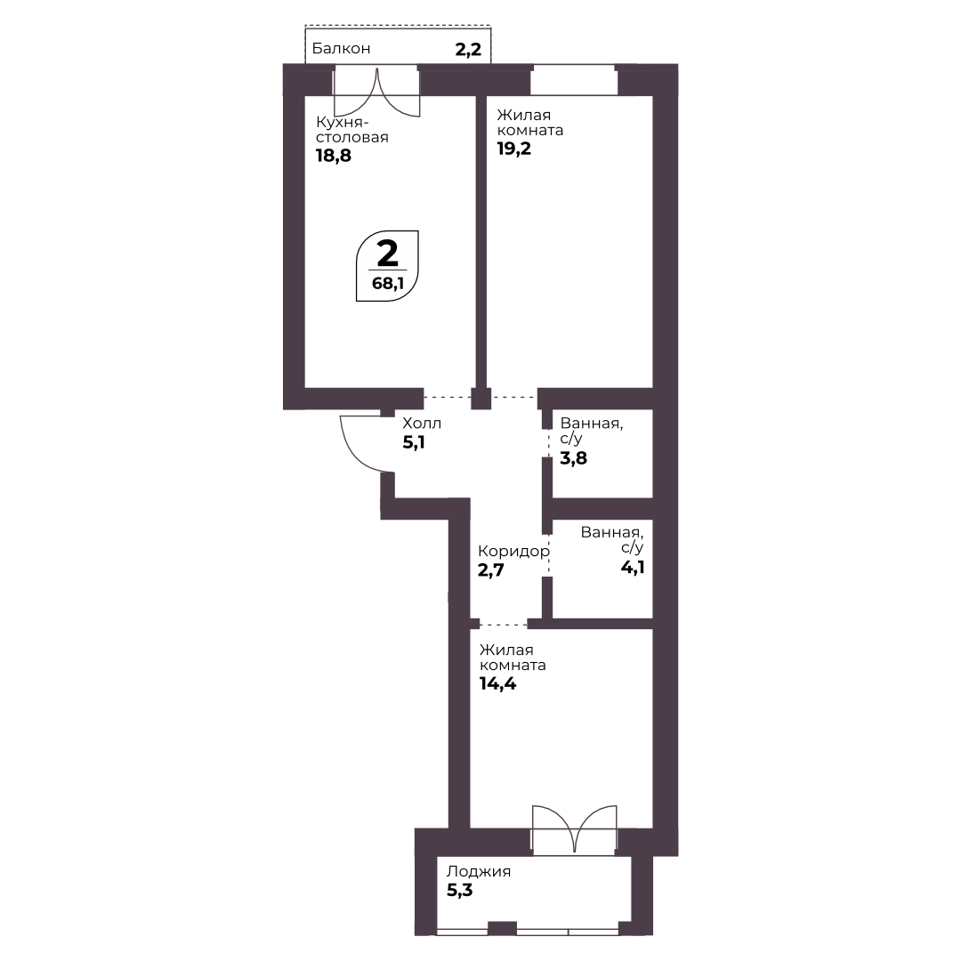 Планировка 2-комн