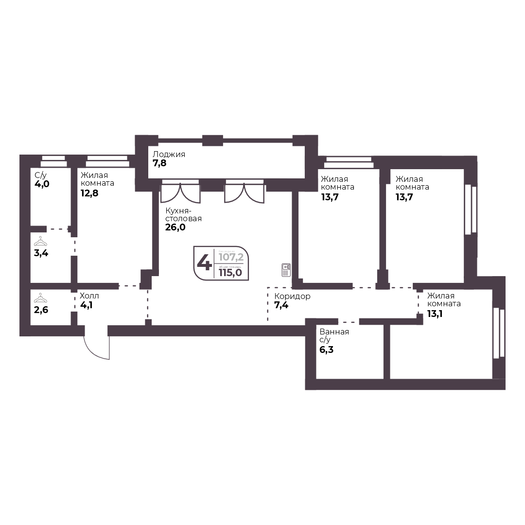 Планировка 4-комн