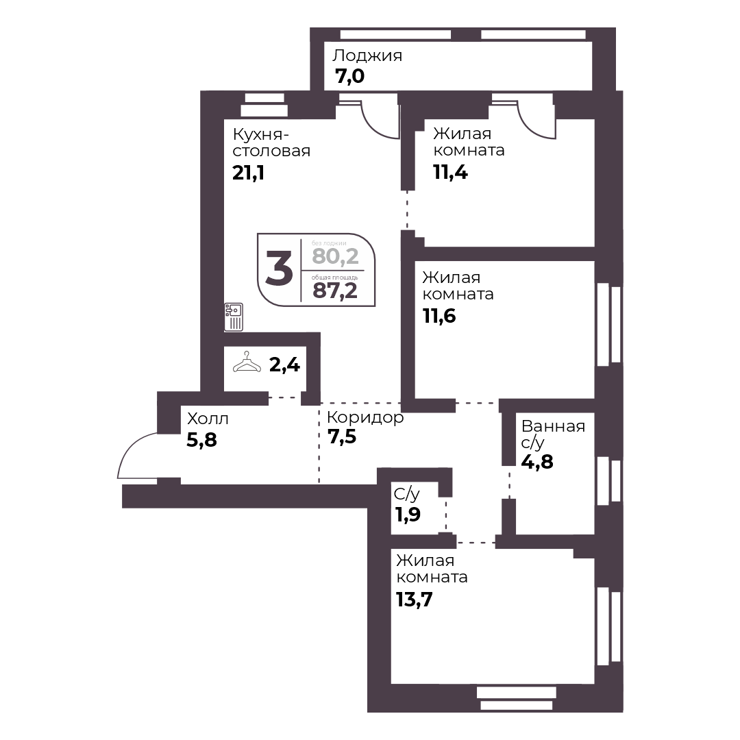 Планировка 3-комн