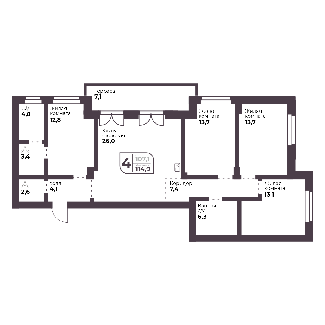 Планировка 4-комн