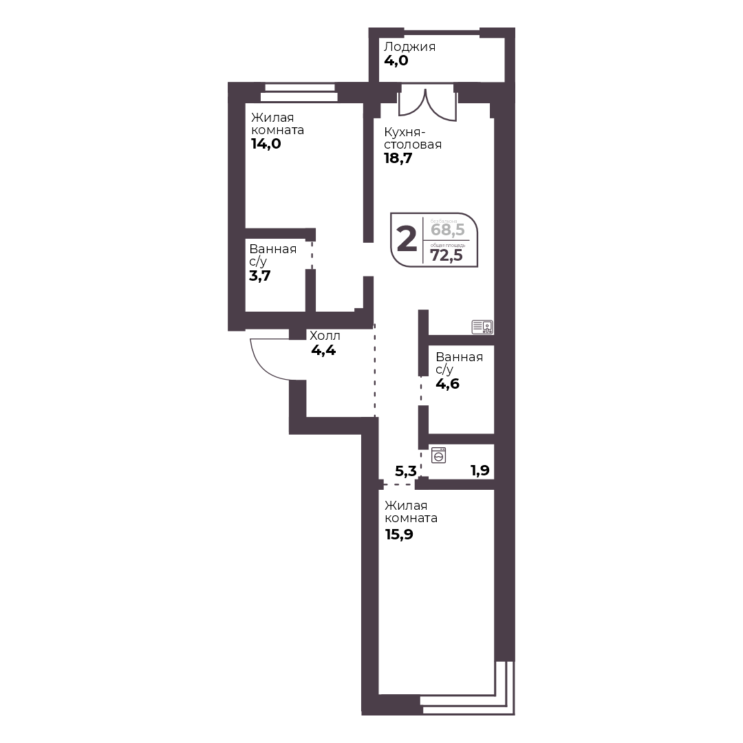 Планировка 2-комн