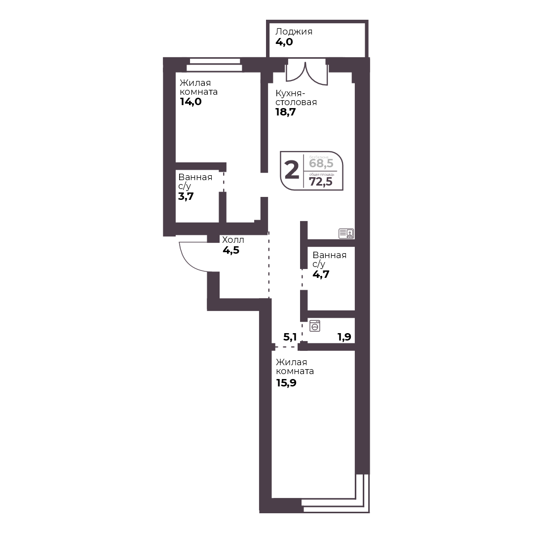 Планировка 2-комн