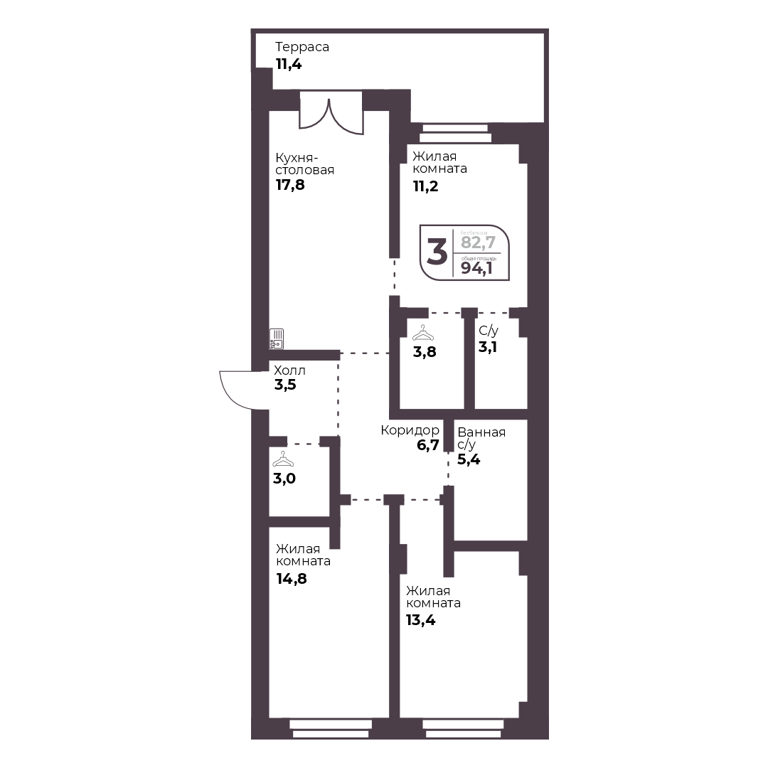 Планировка 3-комн