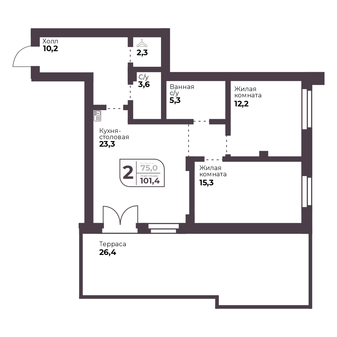 Планировка 2-комн