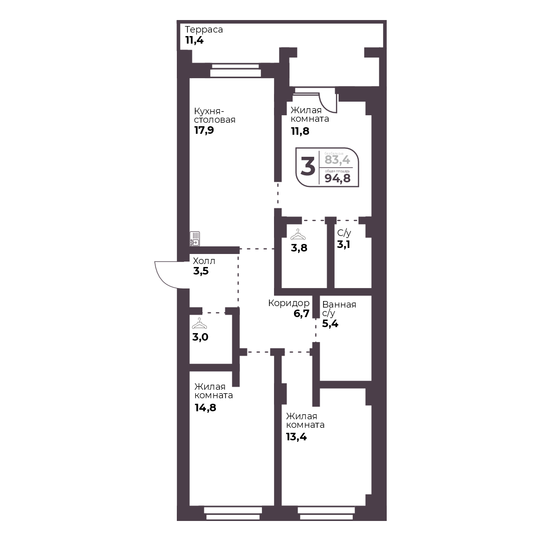 Планировка 3-комн