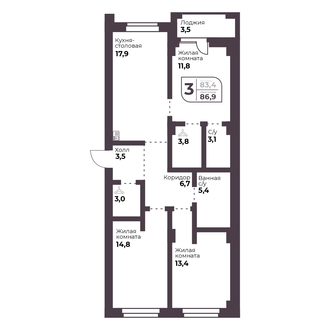 Планировка 3-комн
