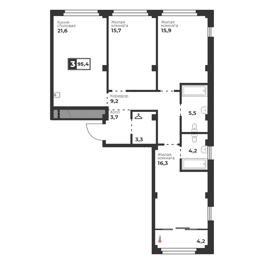 Планировка 3-комн
