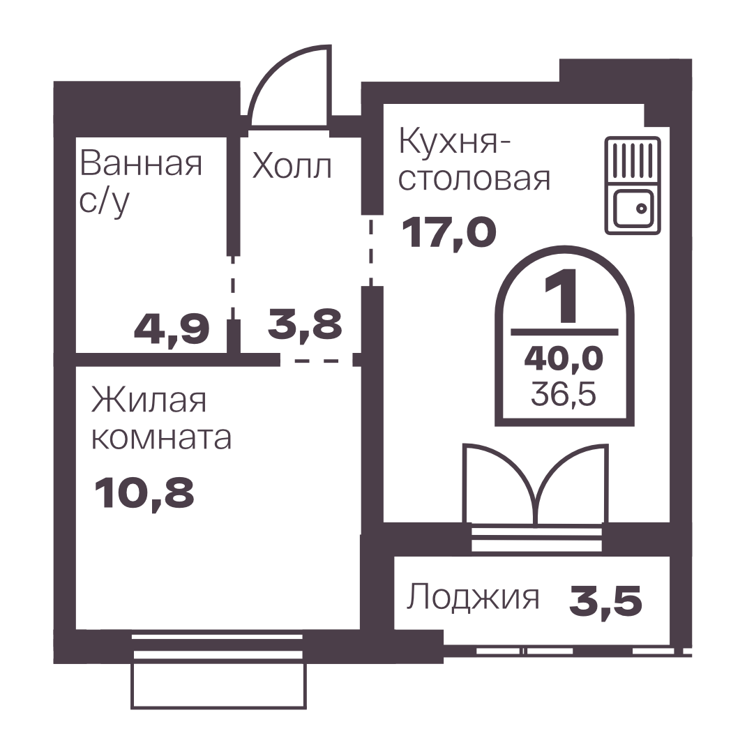 Планировка 1-комн