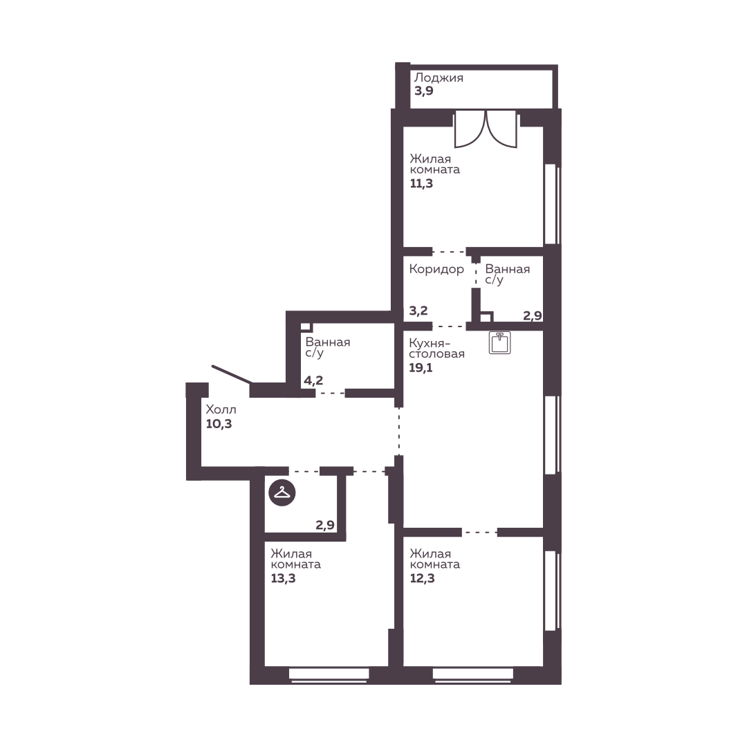 Планировка 3-комн