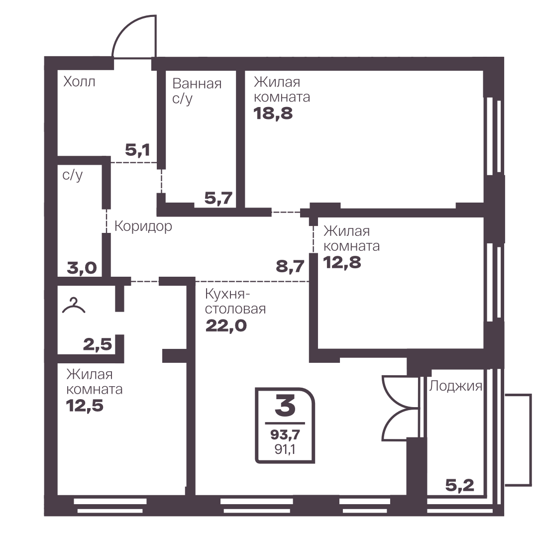 Планировка 3-комн